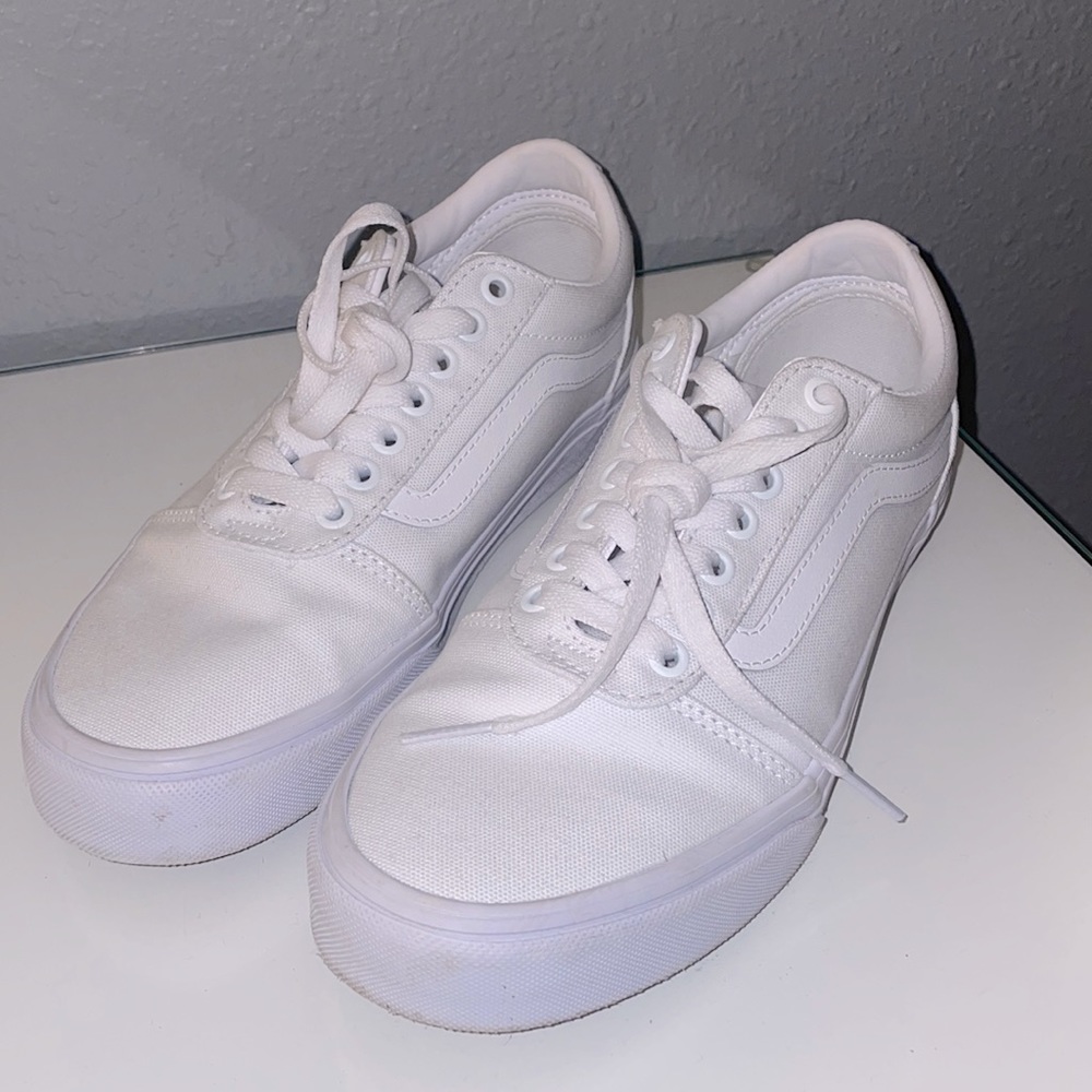 White Canvas Old Skool Vans